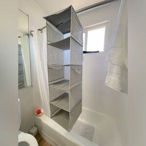 5 Shelves Hanging Closet Organizer with 6 Side Pockets for Clothes, Shoe Hanger